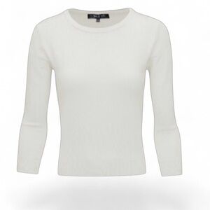 NEW Knit Pullover Sweater Crew Neck 3/4 Sleeve Sweater Ivory Sz Medium NWOT